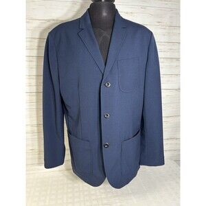 Tommy Hilfiger Blazer Sport Coat XL Mens Blue Yellow MESH Lined 3 Button Jacket